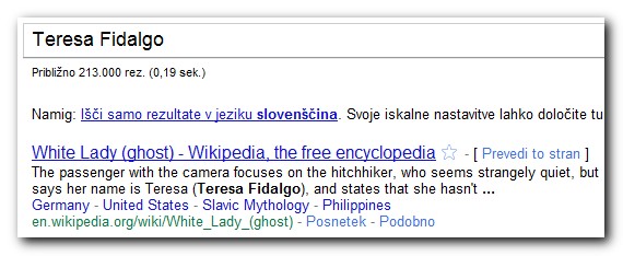 Google zadetki za ime Teresa Fidalgo