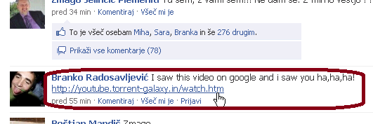 Sumljiv komentar na Facebooku