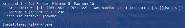 Primer generiranja naključnega imena izvršljive datoteke