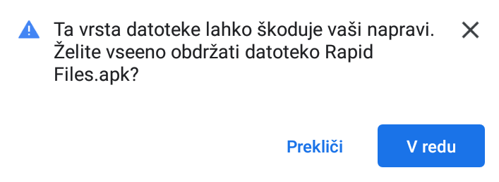 Opozorilo operacijskega sistema