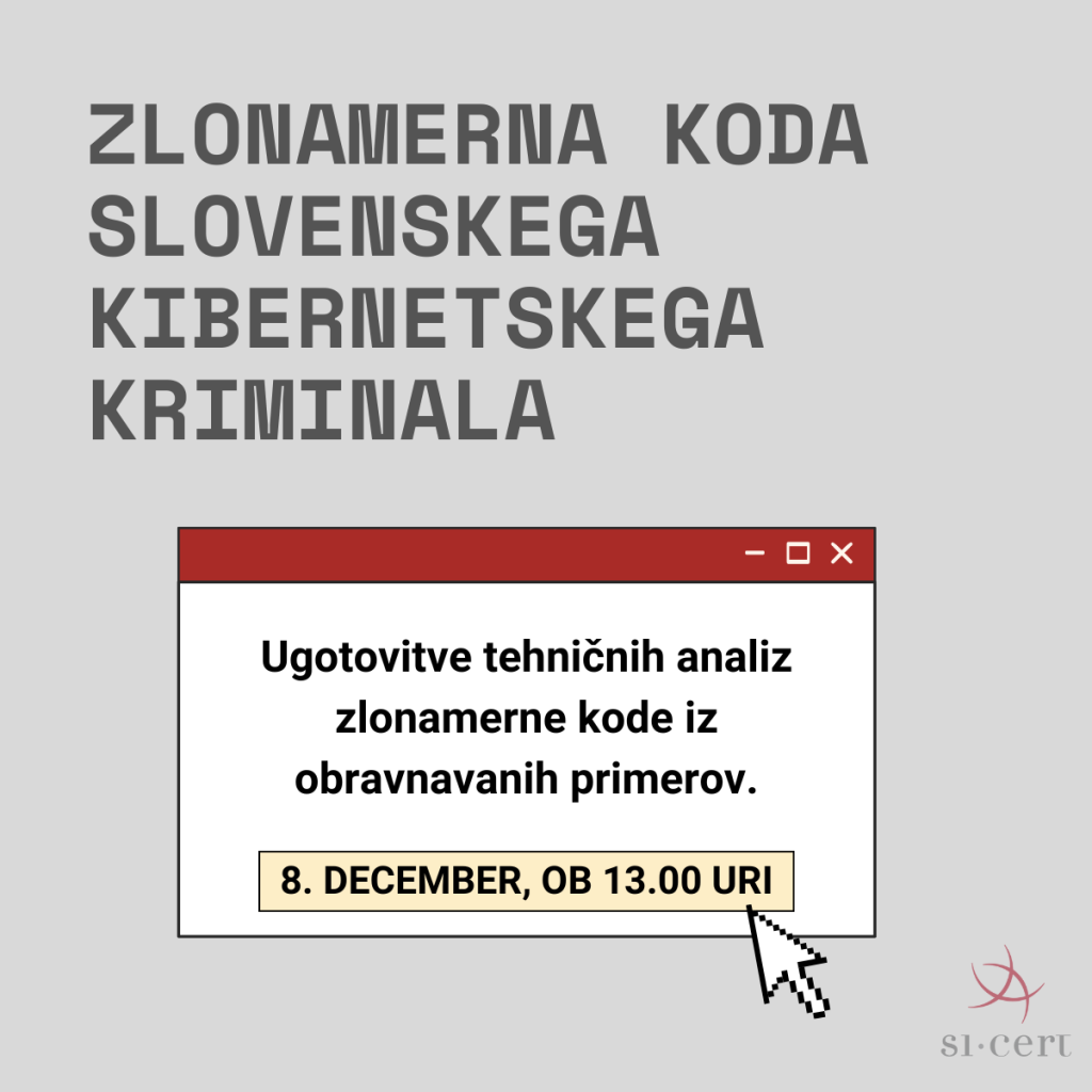 Vabilo na spletni seminar o analizi zlonamerne kode