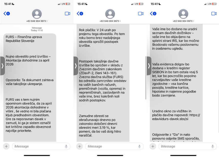Nujno obvestilo pred izvršbo - Akontacija dohodnine za april 2026
