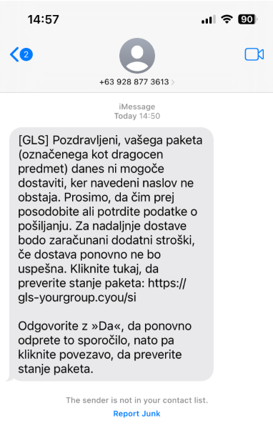 Vašega paketa danes ni mogoče dostaviti